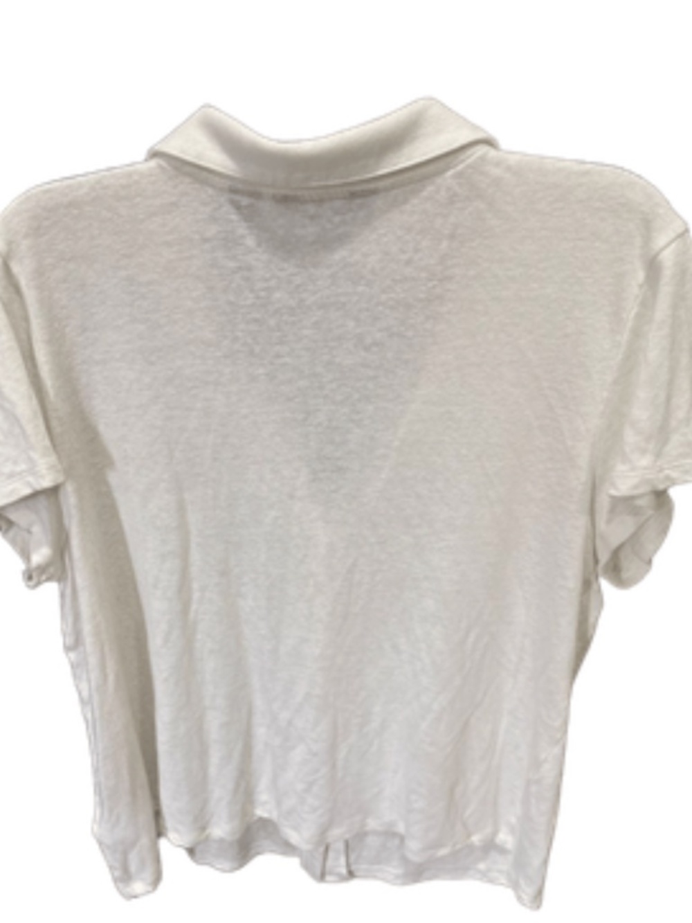 Lands End Women's Linen Blend Short Sleeve Button Front Polo Top- Size Large - Picture 3 of 4